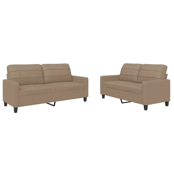 vidaXL 2 Piece Sofa Set with Cushions Cappuccino Faux Leather