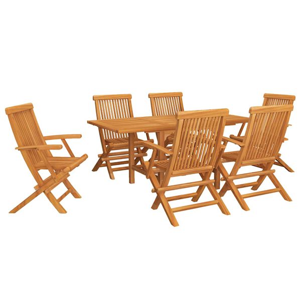 vidaXL 7 Piece Garden Dining Set Solid Teak Wood
