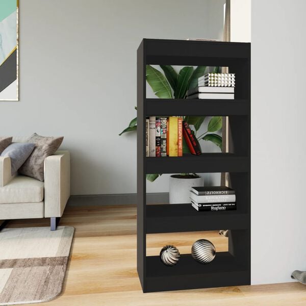 vidaXL Book Cabinet/Room Divider Black 60x30x135 cm Engineered Wood