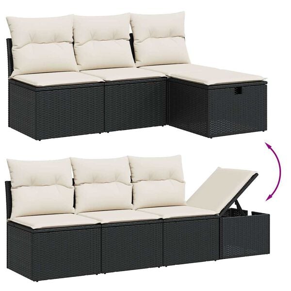 vidaXL 8 Piece Garden Sofa Set with Cushions Black Poly Rattan