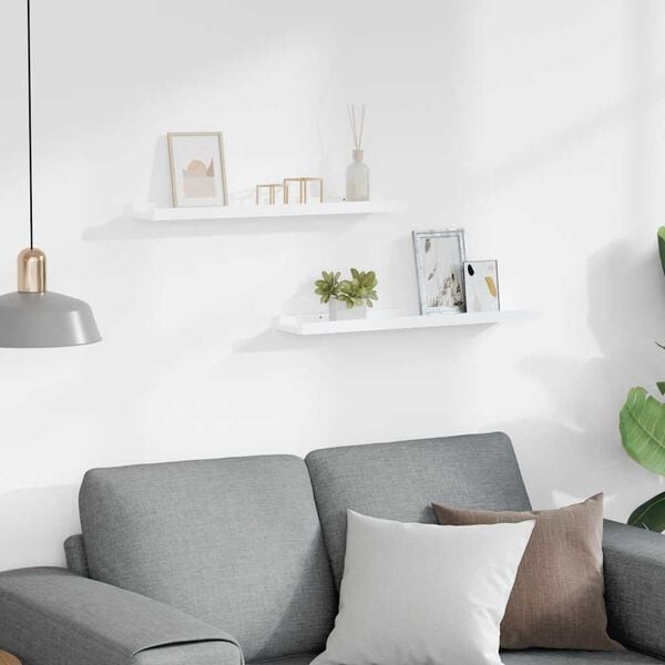 vidaXL Picture Frame Ledge Shelves 2 pcs White 60x9x3 cm MDF