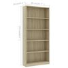 vidaXL 5-Tier Book Cabinet Sonoma Oak 80x24x175 cm Engineered Wood