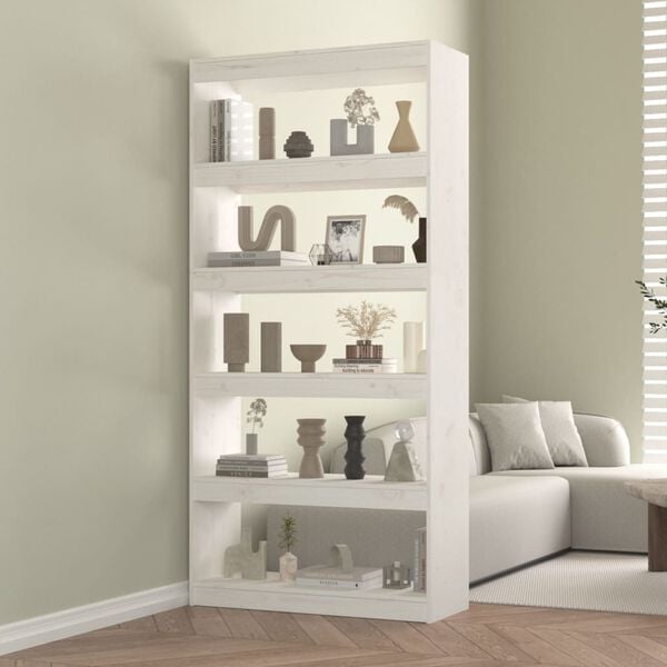 vidaXL Book Cabinet/Room Divider White 80x30x167.4 cm Solid Wood Pine