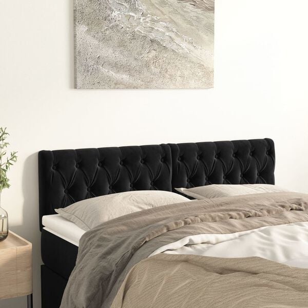 vidaXL Headboards Black 144x7x78/88 cm Velvet