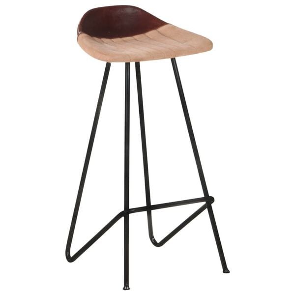 vidaXL Bar Stools 4 pcs Brown Real Leather