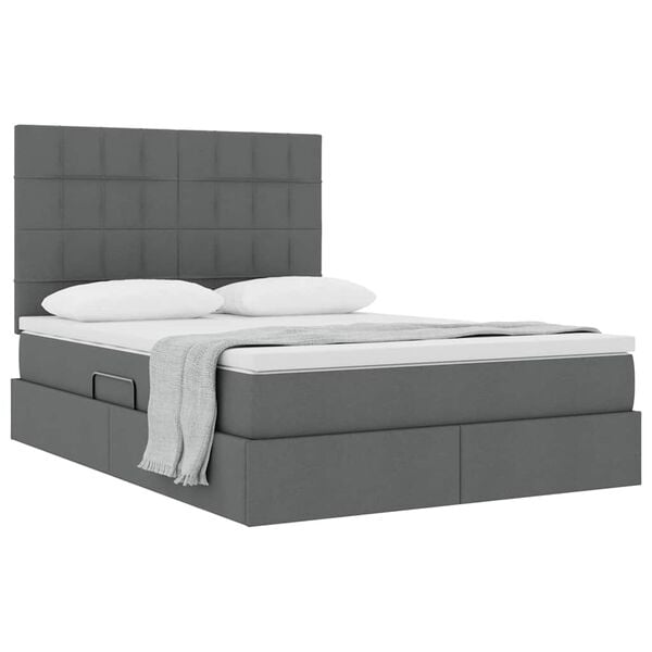 vidaXL Storage Bed with Mattress Dark Grey 137 x 190 cm Faux Leather