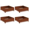 vidaXL Lawn Edging 4 pcs 60 x 60 x 20 cm Steel Rusty