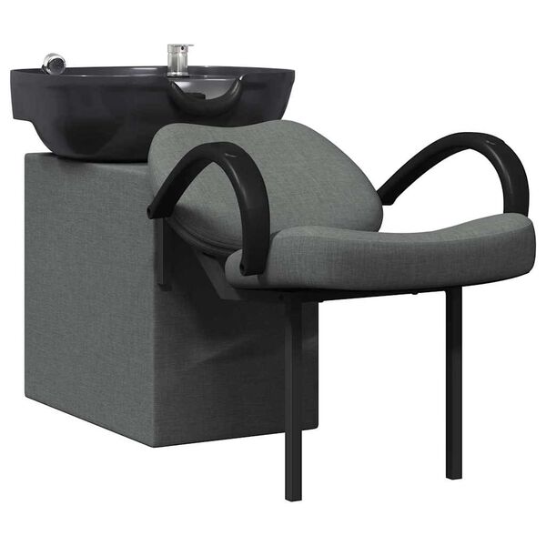 vidaXL Shampoo Chair Dark Grey and Black 63 x 141 x 92 cm Fabric