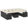 vidaXL 10 Piece Garden Sofa Set with Cushions Black Poly Rattan