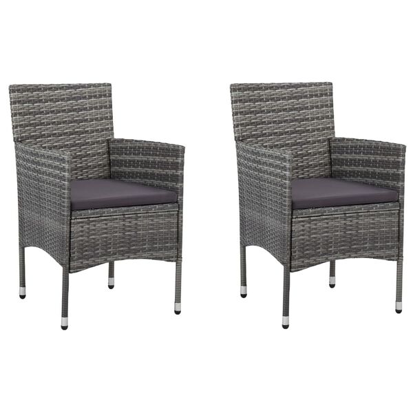vidaXL Garden Dining Chairs 2 pcs Poly Rattan Grey