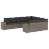 vidaXL 10 Piece Garden Sofa Set with Cushions Grey Poly Rattan