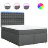 vidaXL Box Spring Bed with Mattress Dark Grey Queen Fabric