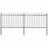 vidaXL Garden Fence with Spear Top Steel 337x120 cm Black