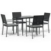 vidaXL 5 Piece Garden Dining Set with Cushions Poly Rattan and Steel