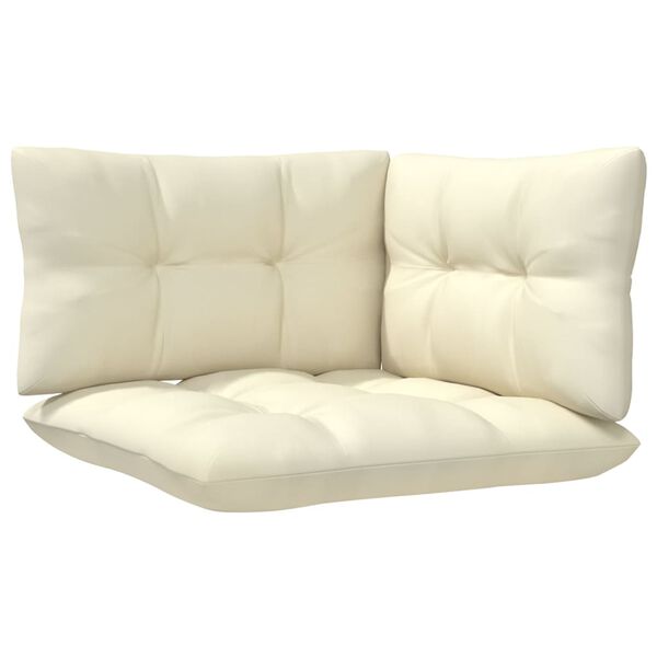 vidaXL 2-Seater Garden Sofa with Cream Cushions Solid Wood Pine