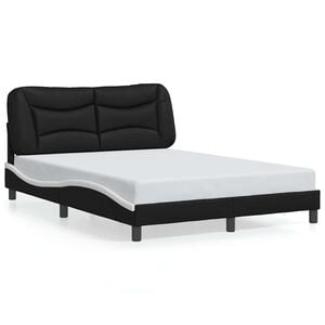 vidaXL Bed Frame without Mattress "Hvar" Black and White 137x190 cm Double Faux Leather