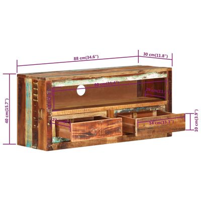 vidaXL TV Cabinet 88x30x40 cm Solid Wood Reclaimed