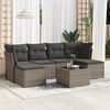 vidaXL 7 Piece Garden Sofa Set with Cushions Grey Poly Rattan