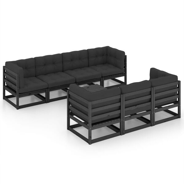 vidaXL 8 Piece Garden Lounge Set with Cushions Solid Pinewood