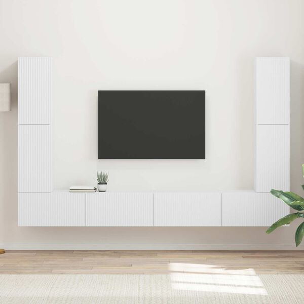 vidaXL TV Cabinet Set 8 pcs White Engineered Wood
