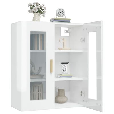 vidaXL Hanging Wall Cabinet High Gloss White 69.5x34x90 cm