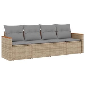 vidaXL 4 Piece Garden Sofa Set with Cushions Mix Beige Poly Rattan