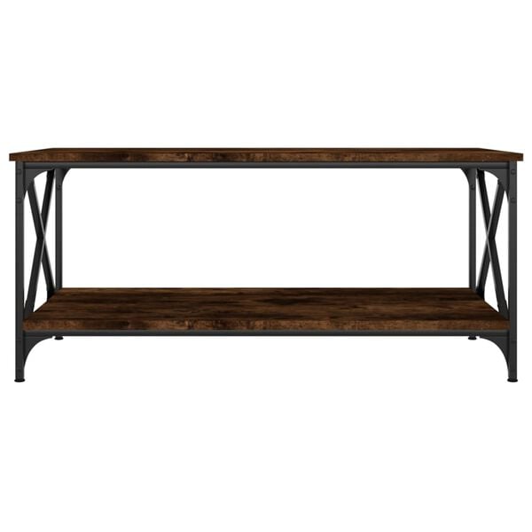 vidaXL Coffee Table Smoked Oak 100x50x45 cm Engineered Wood and Iron