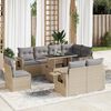 vidaXL 9 Piece Garden Sofa Set with Cushions Beige Poly Rattan