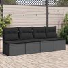 vidaXL Garden Sofa with Cushions 4-Seater Black Poly Rattan