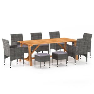 vidaXL 9 Piece Garden Dining Set Grey