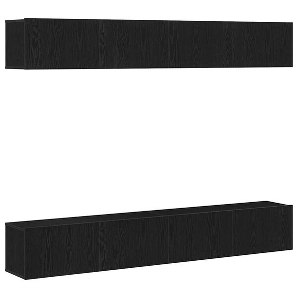 vidaXL TV Cabinet Set 4 pcs Black Oak 100 x 30 x 30 cm Engineered Wood