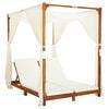 vidaXL Double Sun Lounger with Curtains & Cushions Solid Acacia Wood