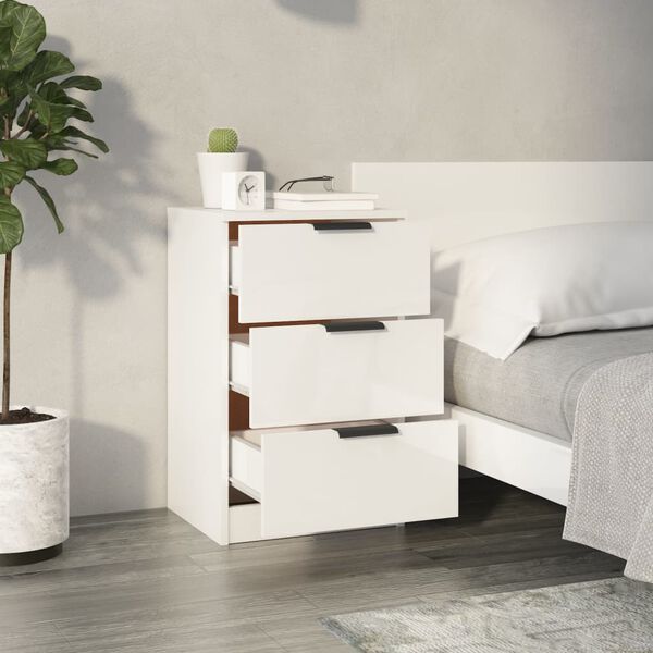 vidaXL Bedside Cabinets 2 pcs High Gloss White 40x36x65 cm