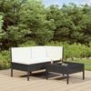 vidaXL 3 Piece Garden Lounge Set with Cushions Poly Rattan Black