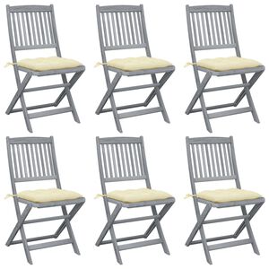 vidaXL Folding Outdoor Chairs 6 pcs with Cushions Solid Acacia Wood