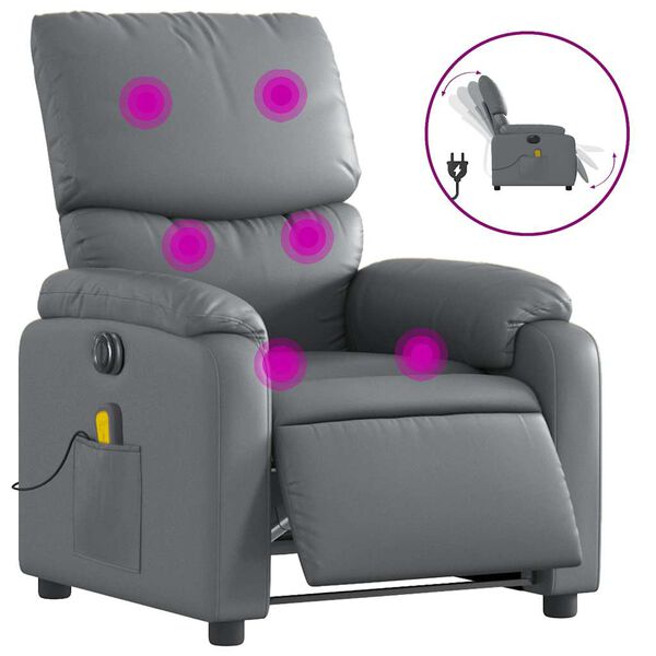 vidaXL Electric Massage Recliner Chair Grey Faux Leather