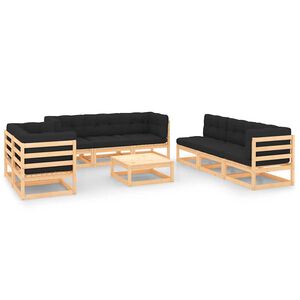 vidaXL 9 Piece Garden Lounge Set with Cushions Solid Wood Pine