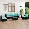 vidaXL 6 Piece Garden Lounge Set with Cushions Poly Rattan Black
