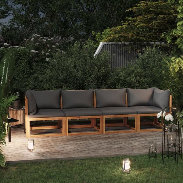 vidaXL 4-Seater Garden Sofa with Cushion Solid Acacia Wood