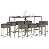 vidaXL 9 Piece Garden Bar Set with Cushions Grey Poly Rattan