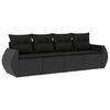 vidaXL 4 Piece Garden Sofa Set with Cushions Black Poly Rattan