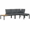 vidaXL 3 Piece Garden Sofa Set with Cushions Black Aluminium
