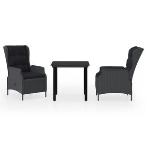 vidaXL 3 Piece Garden Dining Set Dark Grey