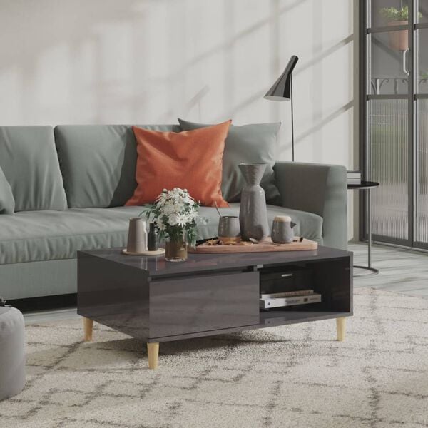 vidaXL Coffee Table High Gloss Grey 90x60x35 cm Engineered Wood