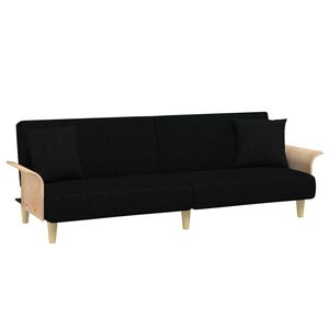 vidaXL Sofa Bed with Armrests Black Fabric
