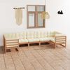 vidaXL 7 Piece Garden Lounge Set&Cushions Honey Brown Solid Pinewood