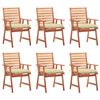 vidaXL Outdoor Dining Chairs 6 pcs with Cushions Solid Acacia Wood