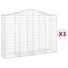vidaXL Arched Gabion Baskets 3 pcs 200x50x140/160 cm Galvanised Iron