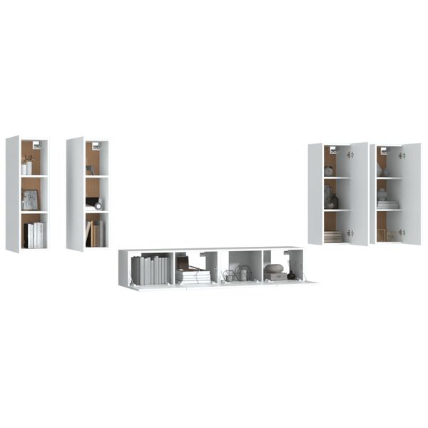 vidaXL 6 Piece TV Cabinet Set White Engineered Wood
