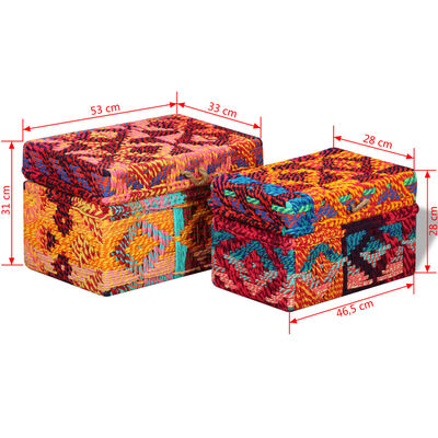 vidaXL Storage Boxes Set of 2 Chindi Fabric Multicolour